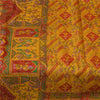 Sanskriti Vintage Yellow & Red Pure Silk Printed Sarees Sari Floral Craft Fabric