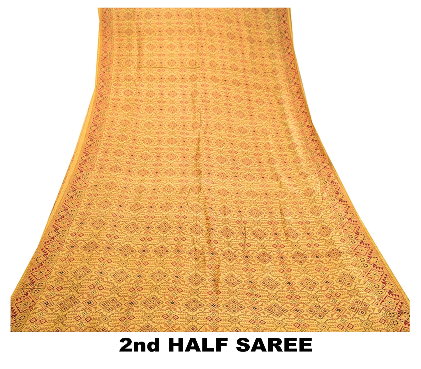Sanskriti Vintage Beige Indian Pure Silk Printed Sarees Sari 5yd Craft Sustainable Fabric