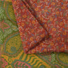 Sanskriti Vintage Orange/Green Indian Sarees Printed Pure Silk Sari Craft Fabric