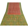Sanskriti Vintage Orange/Green Indian Sarees Printed Pure Silk Sari Craft Fabric