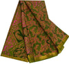 Sanskriti Vintage Green Sarees Printed Pure Silk Zari Border Sari Craft Sustainable Fabric