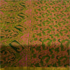 Sanskriti Vintage Green Sarees Printed Pure Silk Zari Border Sari Craft Sustainable Fabric