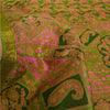 Sanskriti Vintage Green Sarees Printed Pure Silk Zari Border Sari Craft Sustainable Fabric