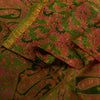 Sanskriti Vintage Green Sarees Printed Pure Silk Zari Border Sari Craft Sustainable Fabric