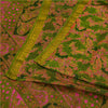 Sanskriti Vintage Green Sarees Printed Pure Silk Zari Border Sari Craft Sustainable Fabric