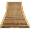 Sanskriti Vintage Brown Sarees Pure Silk Printed Zari Border Sari Craft Sustainable Fabric