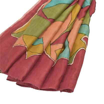 Sanskriti Vintage Sarees Multi Cotton Silk Abstract Women Print Sari 5+yd Fabric
