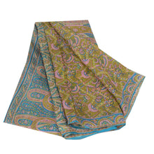 Load image into Gallery viewer, Sanskriti Vintage Green Printed Indian Sarees 100% Pure Silk Sari Craft Fabric

