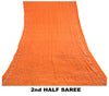 Sanskriti Vintage Orange Sarees 100% Pure Silk Printed Sari Soft Craft Sustainable Fabric