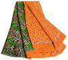 Sanskriti Vintage Orange Sarees 100% Pure Silk Printed Sari Soft Craft Sustainable Fabric