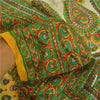 Sanskriti Vintage Sarees Yellow Indian Pure Silk Printed Sari 5yd Craft Sustainable Fabric