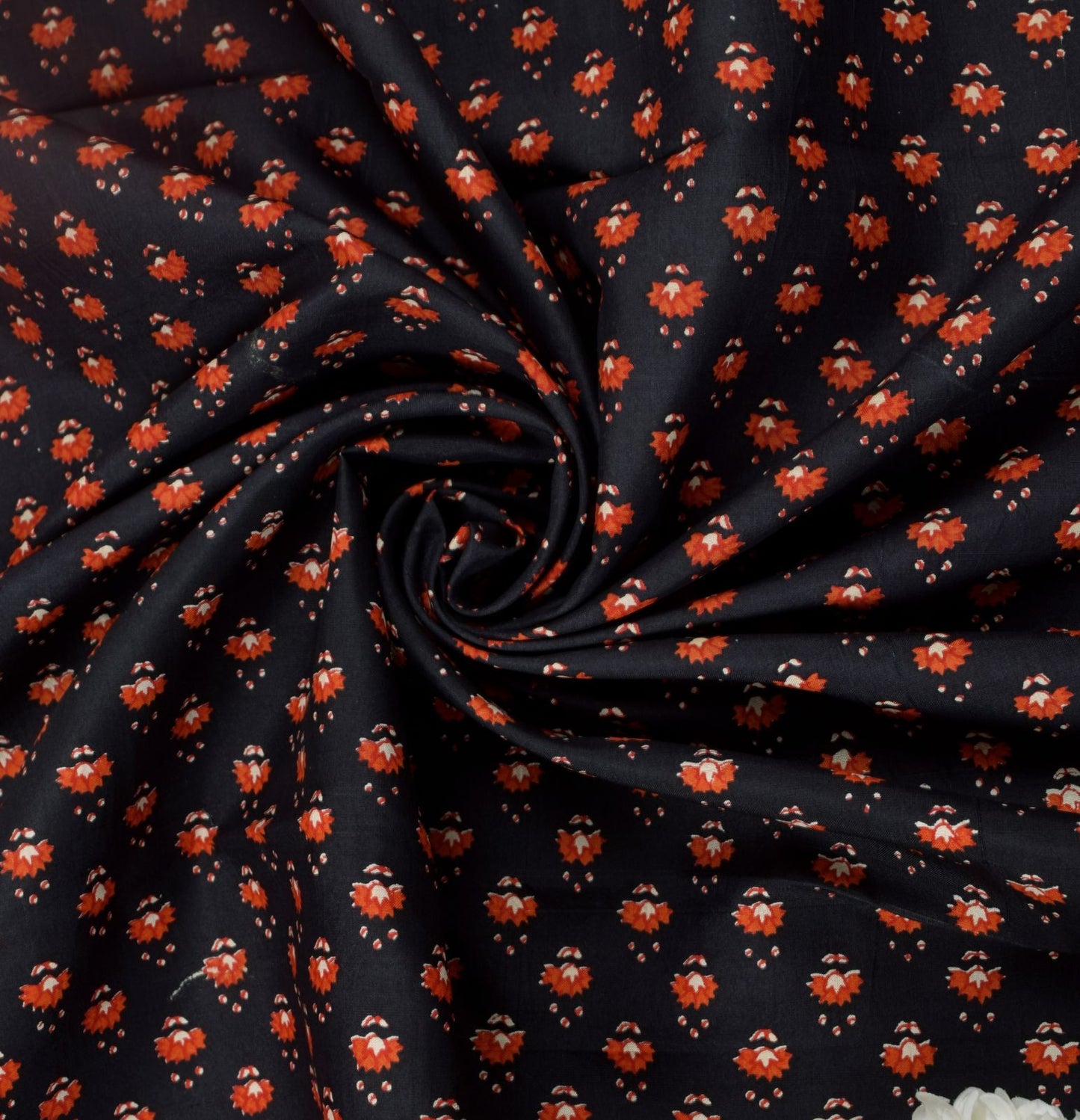 Sanskriti Vintage Saree Black Soft Pure Silk Floral Print Sari 5+Yd Craft Fabric