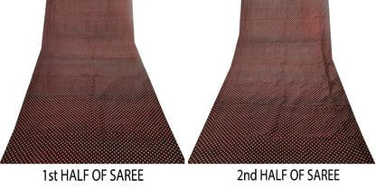 Sanskriti Vintage Saree Black Soft Pure Silk Floral Print Sari 5+Yd Craft Fabric