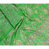 Sanskriti Vintage Sarees Green Pure Silk Printed Sari Floral Soft Craft Sustainable Fabric