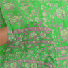 Sanskriti Vintage Sarees Green Pure Silk Printed Sari Floral Soft Craft Sustainable Fabric