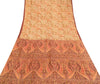 Sanskriti Vintage Sarees Cream 100% Pure Silk Printed Sari Soft 5yd Craft Sustainable Fabric
