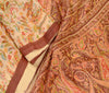 Sanskriti Vintage Sarees Cream 100% Pure Silk Printed Sari Soft 5yd Craft Sustainable Fabric
