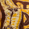 Sanskriti Vintage Sarees Batik Printed Yellow Pure Silk Sari Soft Craft Sustainable Fabric
