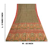 Sanskriti Vintage Sarees Green/Red Pure Silk Printed Sari Floral Craft Fabric