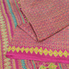 Sanskriti Vintage Sarees From India Pink Pure Silk Printed Sari 5yd Craft Sustainable Fabric