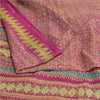 Sanskriti Vintage Sarees From India Pink Pure Silk Printed Sari 5yd Craft Sustainable Fabric