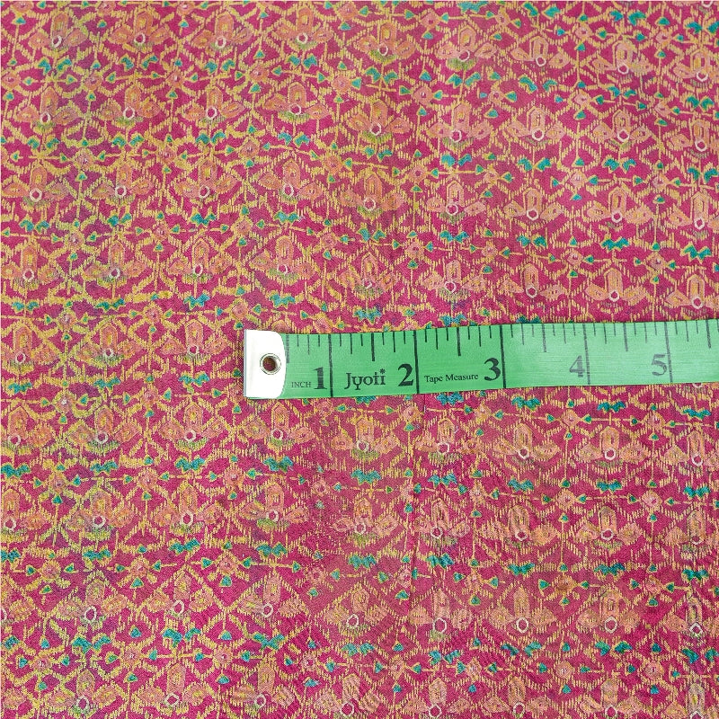 Sanskriti Vintage Sarees From India Pink Pure Silk Printed Sari 5yd Craft Sustainable Fabric