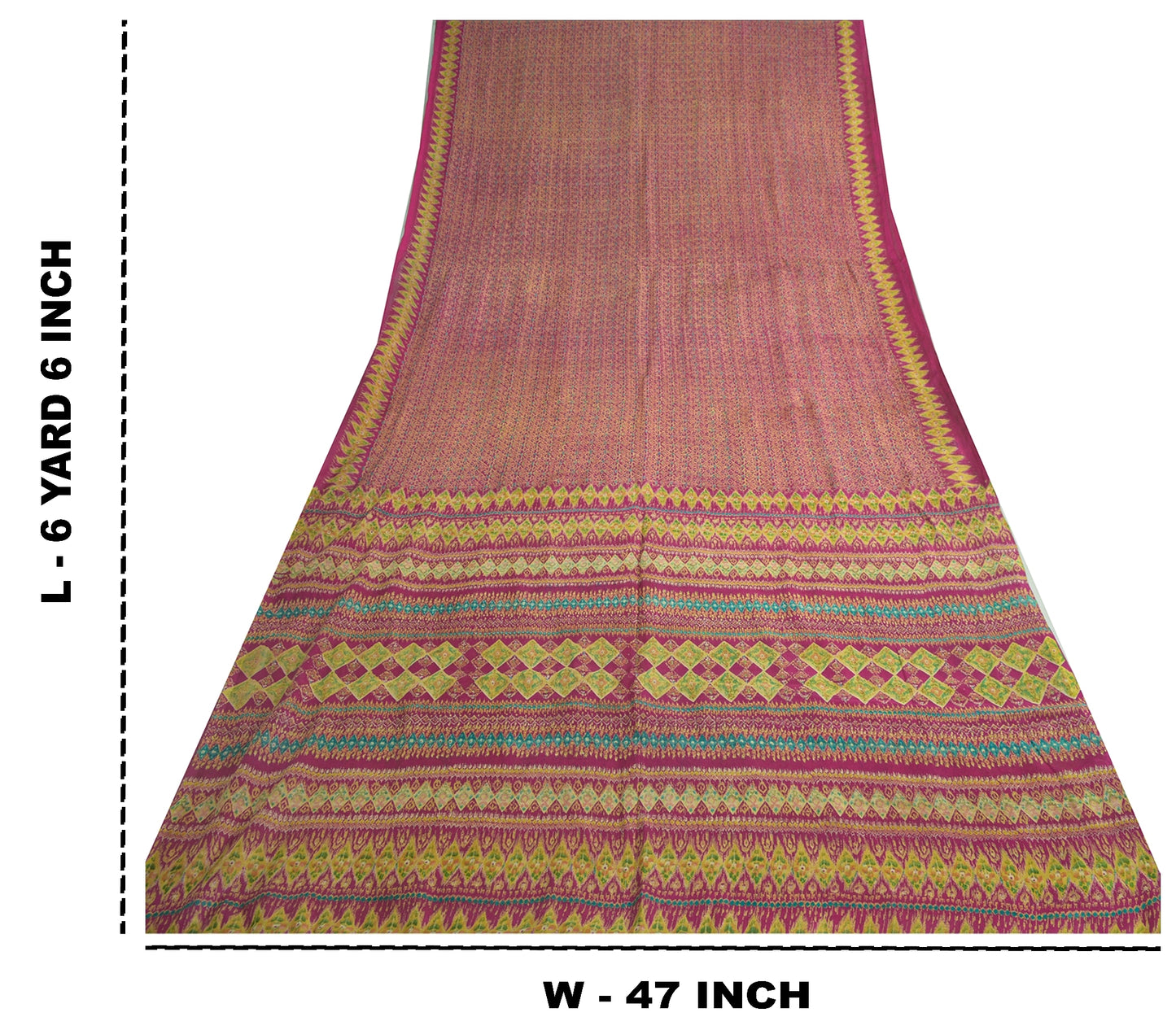 Sanskriti Vintage Sarees From India Pink Pure Silk Printed Sari 5yd Craft Sustainable Fabric
