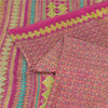 Sanskriti Vintage Sarees From India Pink Pure Silk Printed Sari 5yd Craft Sustainable Fabric