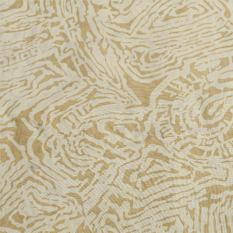 Sanskriti Vintage Sarees Ivory From India Printed Pure Silk Sari Craft Sustainable Fabric