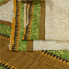 Sanskriti Vintage Sarees Ivory From India Printed Pure Silk Sari Craft Sustainable Fabric