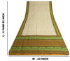 Sanskriti Vintage Sarees Ivory From India Printed Pure Silk Sari Craft Sustainable Fabric