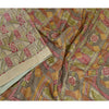 Sanskriti Vintage Sarees Green Pure Silk Printed Sari Floral 6YD Craft Fabric