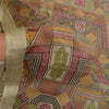 Sanskriti Vintage Sarees Green Pure Silk Printed Sari Floral 6YD Craft Fabric