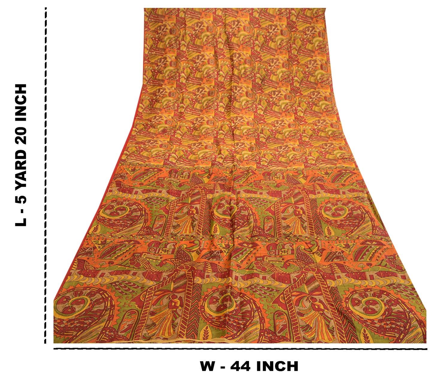 Sanskriti Vintage Sarees Red Indian 100% Pure Silk Printed Sari 5yd Craft Sustainable Fabric