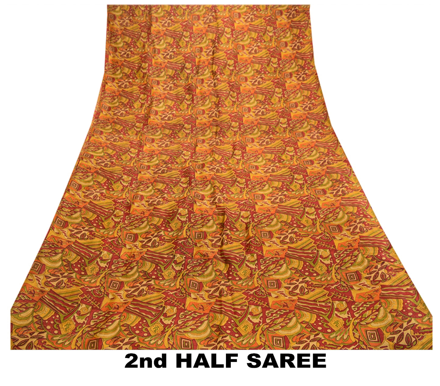 Sanskriti Vintage Sarees Red Indian 100% Pure Silk Printed Sari 5yd Craft Sustainable Fabric