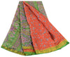 Sanskriti Vintage Sarees Reddish Orange Pure Silk Print Zari Border 5+YD Sari