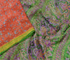 Sanskriti Vintage Sarees Reddish Orange Pure Silk Print Zari Border 5+YD Sari