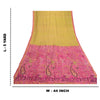 Sanskriti Vintage Sarees Green-Pink Pure Silk Printed Sari Zari Border Fabric