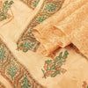 Sanskriti Vintage Sarees Beige Animal Block Printed Pure Silk Sari Craft Sustainable Fabric