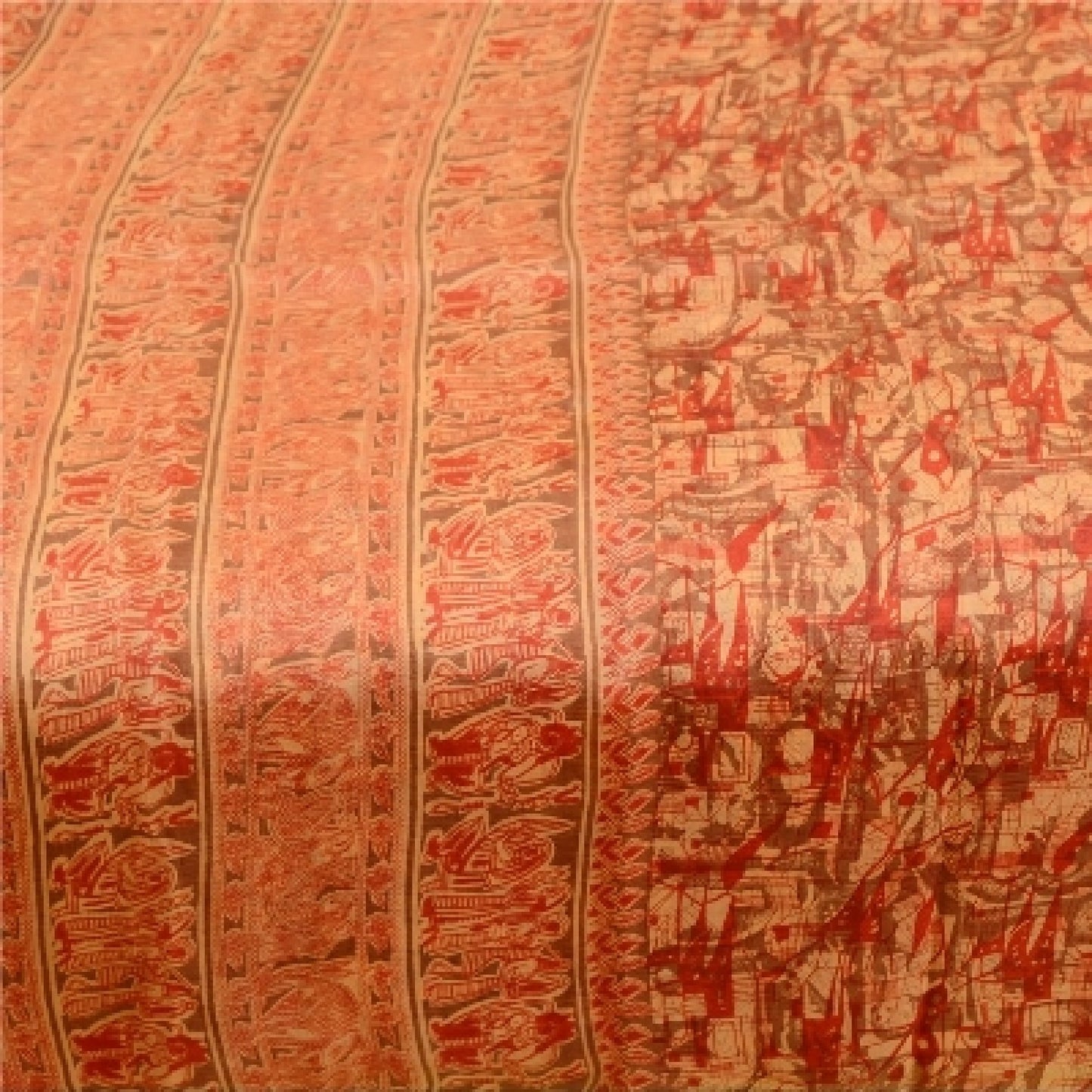 Sanskriti Vintage Sarees Indian Multi Human Printed Pure Silk Sari Craft Sustainable Fabric