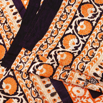 Sanskriti Vintage Sarees Cream Pure Silk Printed Sari Floral Soft Craft Sustainable Fabric