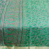 Sanskriti Vintage Sarees From India Green Pure Silk Printed Sari Craft Sustainable Fabric