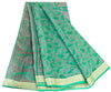 Sanskriti Vintage Sarees From India Green Pure Silk Printed Sari Craft Sustainable Fabric