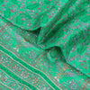 Sanskriti Vintage Sarees From India Green Pure Silk Printed Sari Craft Sustainable Fabric