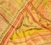 Sanskriti Vintage Sarees Mustard Yellow Pure Silk Printed Sari Soft Craft Sustainable Fabric