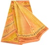 Sanskriti Vintage Sarees Mustard Yellow Pure Silk Printed Sari Soft Craft Sustainable Fabric