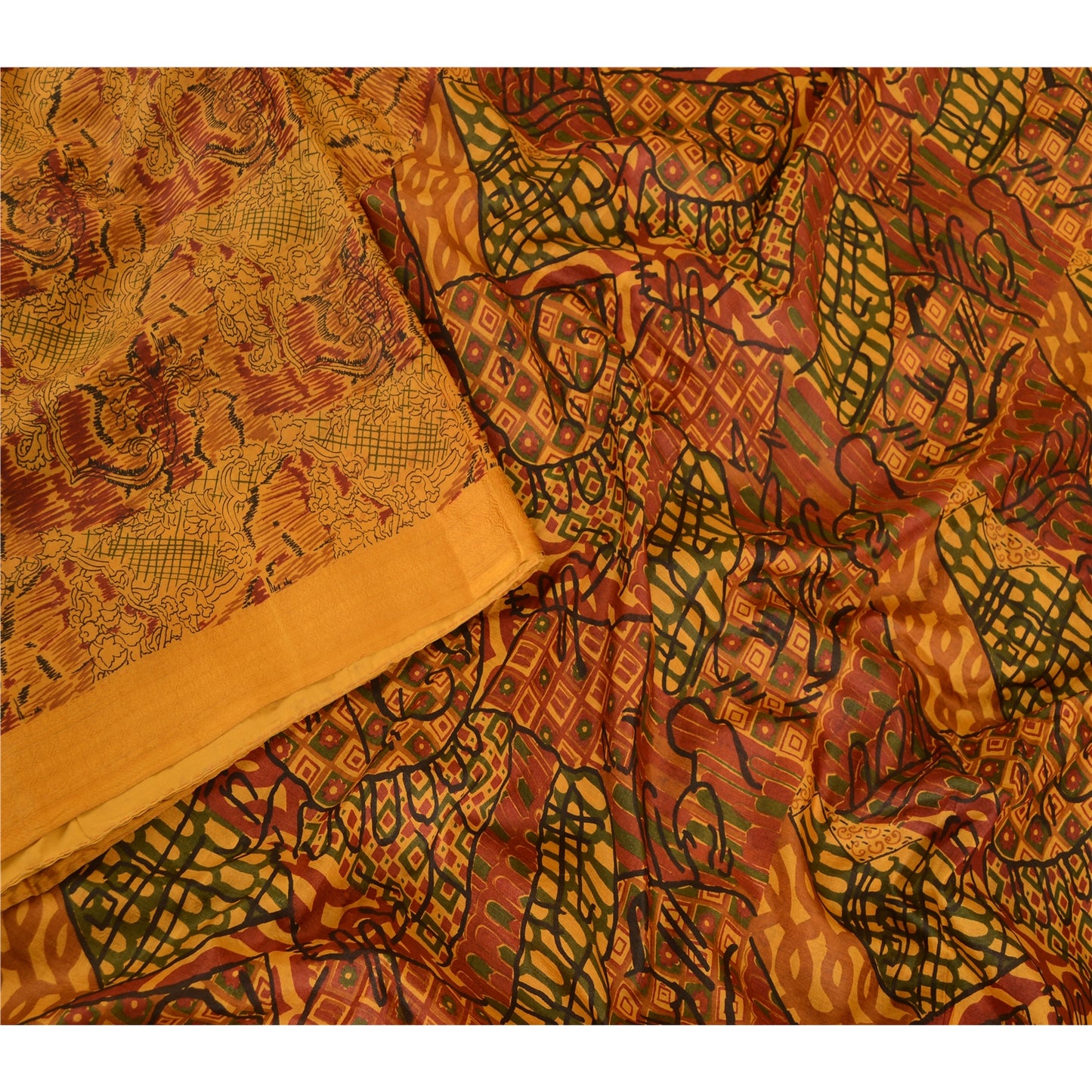 Sanskriti Vintage Sarees 100% Pure Silk Quilting Felting Craft Sustainable Fabric Print Sari