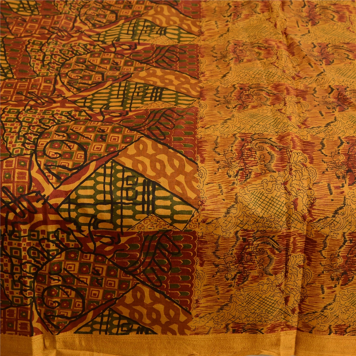 Sanskriti Vintage Sarees 100% Pure Silk Quilting Felting Craft Sustainable Fabric Print Sari