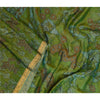 Sanskriti Vintage Sarees Green Pure Silk Printed Zari Border Sari Craft Fabric
