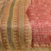 Sanskriti Vintage Sarees Pink Hand Block Printed Pure Silk Sari 5yd Craft Sustainable Fabric